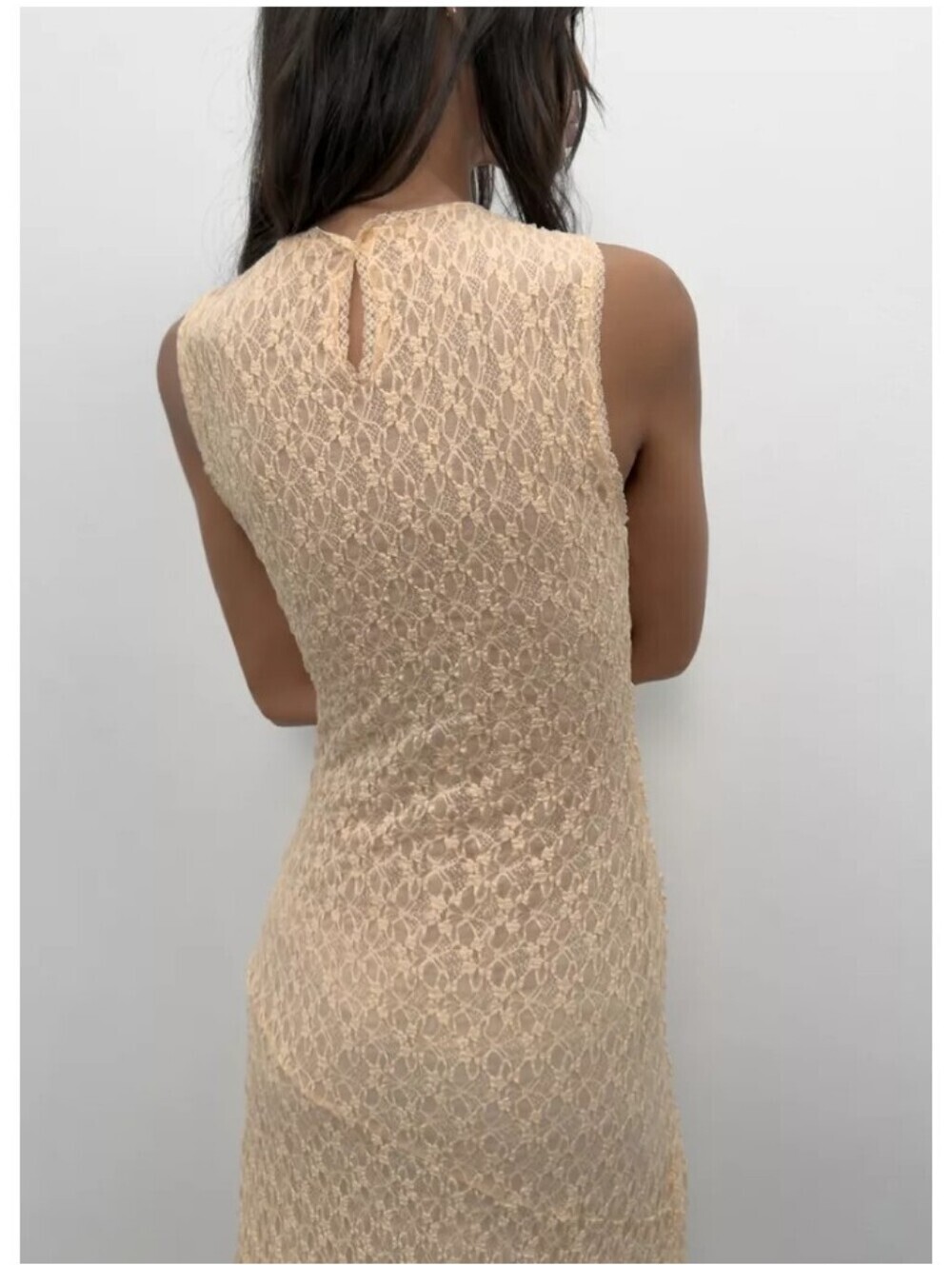 Zara Gathered Lace Midi Dress Is - Picture 8 of 13